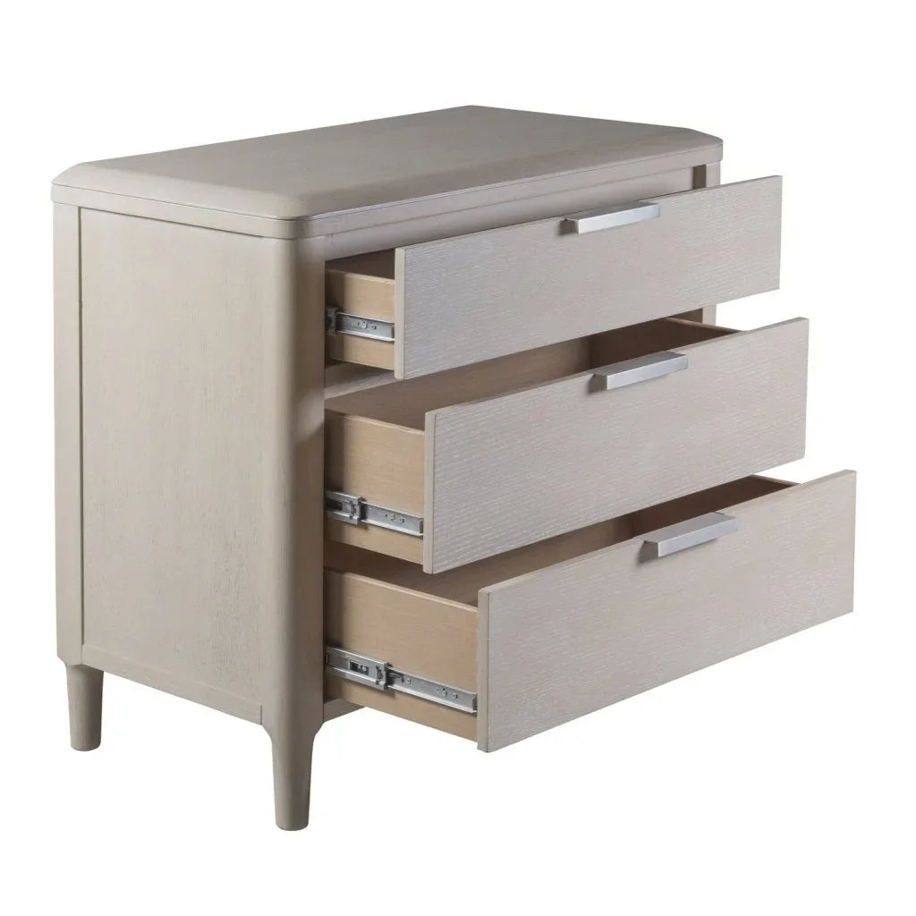 Pearl Three Drawer Wood Nightstand and USB port - LOOMLAN - Palmetto Home - Nightstands