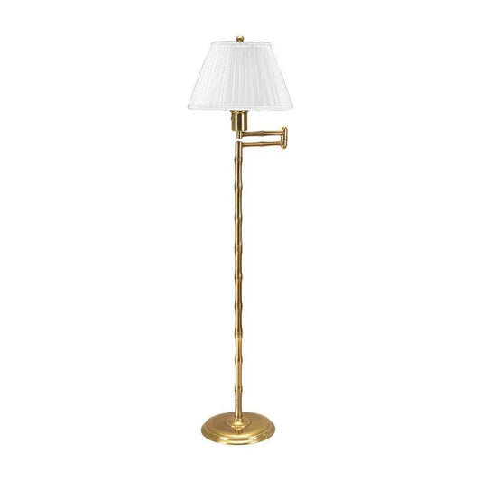 Pearson Bamboo Swing Armed Brass Floor Lamp-Floor Lamps-Wildwood-White-LOOMLAN