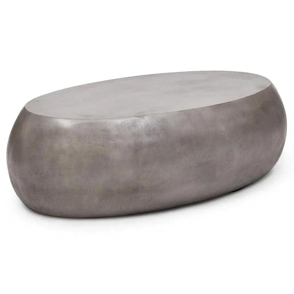 Pebble Fiber Reinforced Concrete Oval Coffee Table-Outdoor Coffee Tables-Urbia-LOOMLAN