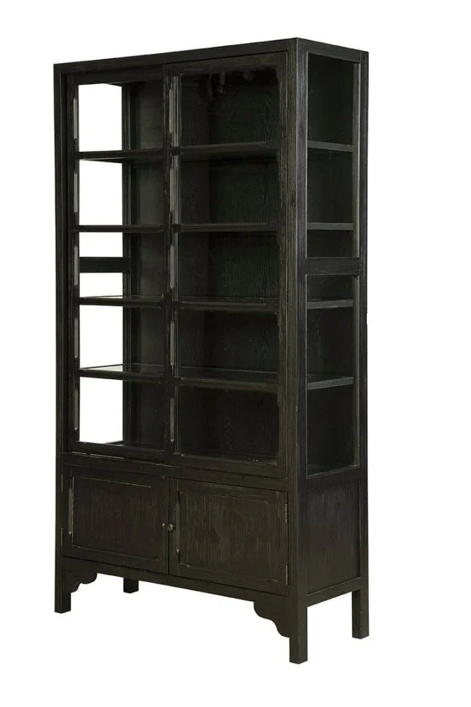 Peebles Wooden Black Display Cabinet - LOOMLAN - Furniture Classics - Buffets & Curios