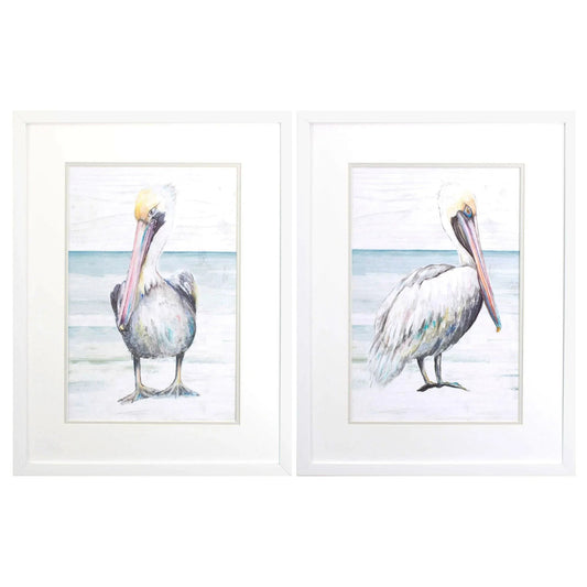 Pelican on the Shore Framed Wall Art 2PC