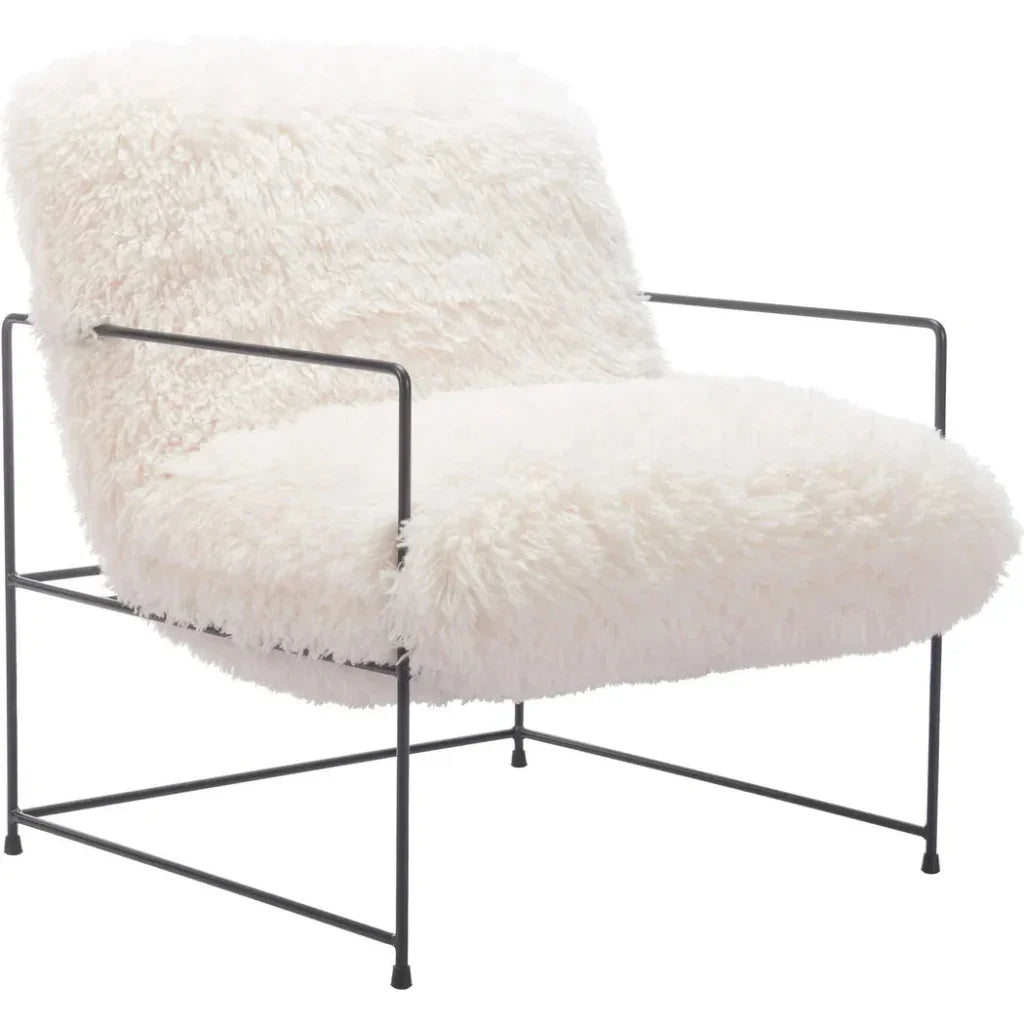 Pelut Steel White Accent Arm Chair - LOOMLAN - Zuo Modern - Accent Chairs