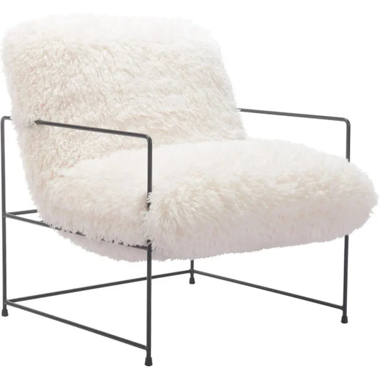 Pelut Steel White Accent Arm Chair - LOOMLAN - Zuo Modern - Accent Chairs