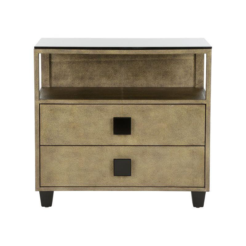 Pendry Two Drawer Gold Nightstand - LOOMLAN - Chelsea House - Nightstands
