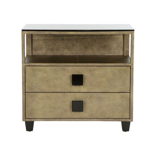 Pendry Two Drawer Gold Nightstand - LOOMLAN - Chelsea House - Nightstands