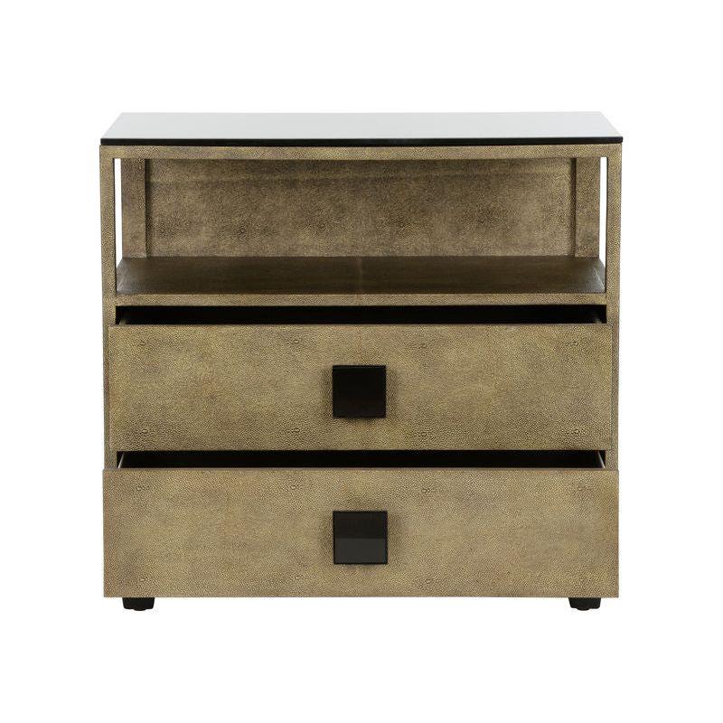 Pendry Two Drawer Gold Nightstand - LOOMLAN - Chelsea House - Nightstands