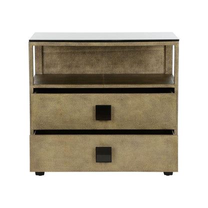 Pendry Two Drawer Gold Nightstand - LOOMLAN - Chelsea House - Nightstands