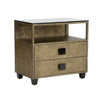 Pendry Two Drawer Gold Nightstand - LOOMLAN - Chelsea House - Nightstands