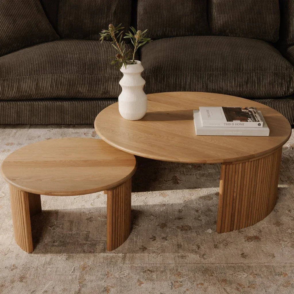 Penny Solid Oak Top Round Coffee Table - LOOMLAN - Moe's Home - Coffee Tables
