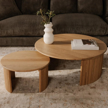 Penny Solid Oak Top Round Coffee Table - LOOMLAN - Moe's Home - Coffee Tables