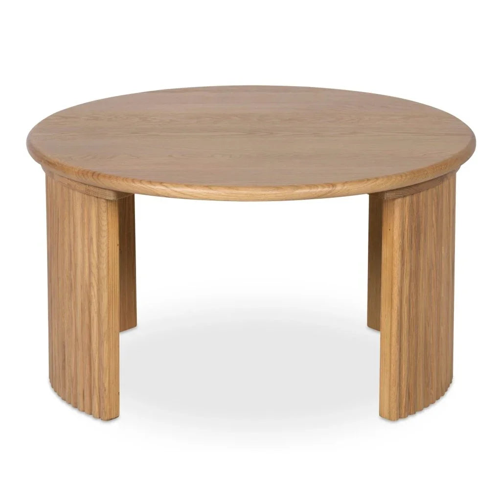 Penny Solid Oak Top Round Coffee Table - LOOMLAN - Moe's Home - Coffee Tables