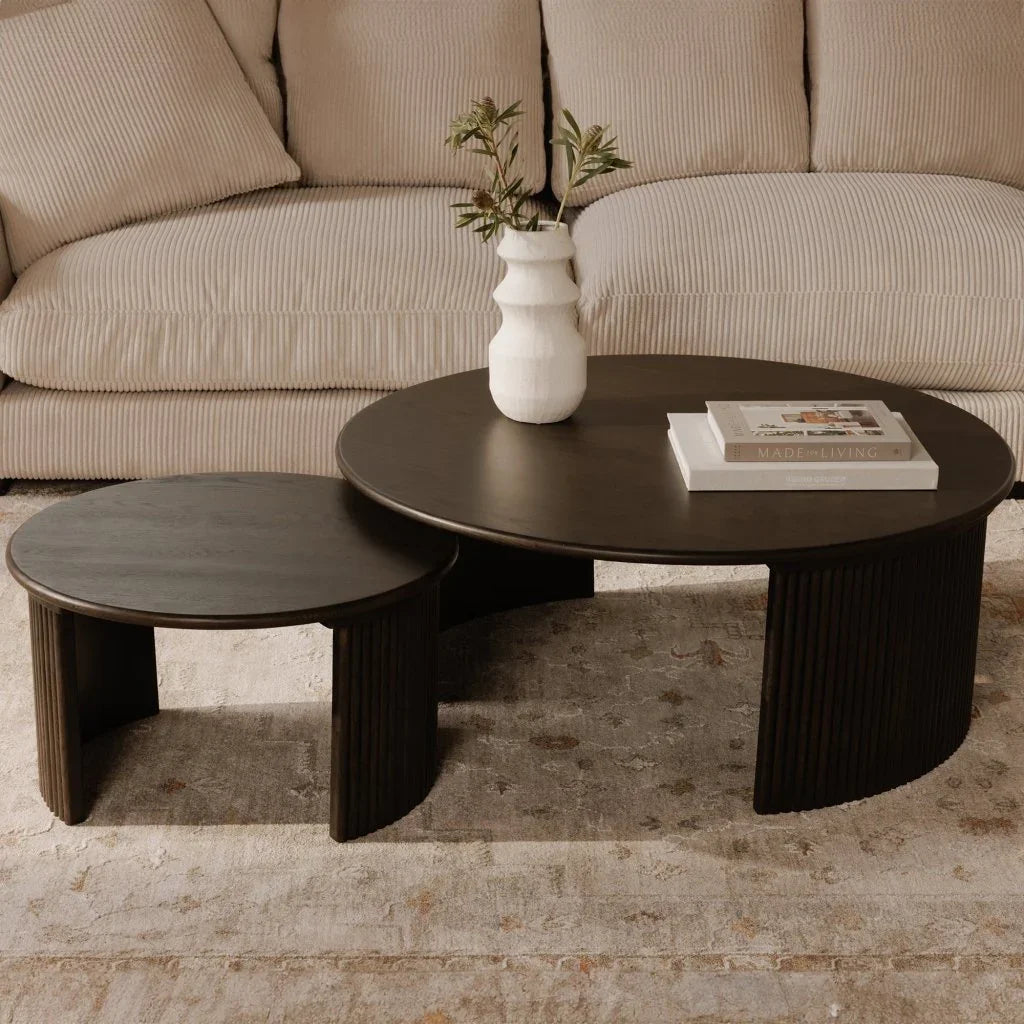 Penny Solid Oak Top Round Coffee Table - LOOMLAN - Moe's Home - Coffee Tables