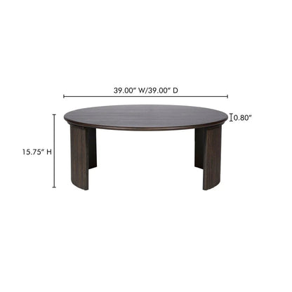 Penny Solid Oak Top Round Coffee Table - LOOMLAN - Moe's Home - Coffee Tables