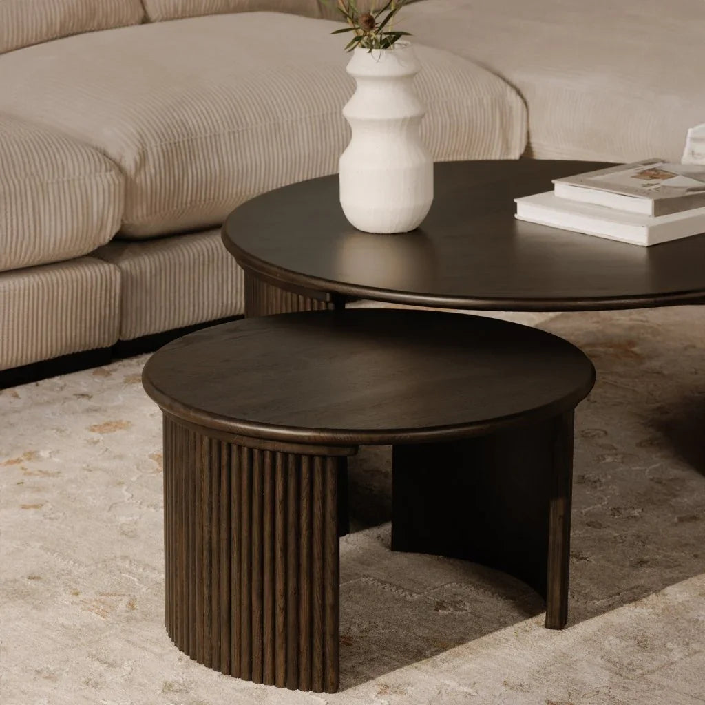 Penny Solid Oak Top Round Coffee Table - LOOMLAN - Moe's Home - Coffee Tables