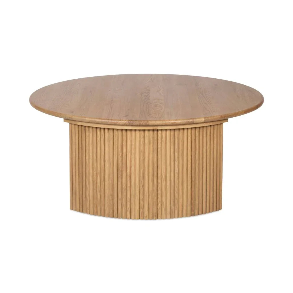 Penny Solid Oak Top Round Coffee Table - LOOMLAN - Moe's Home - Coffee Tables