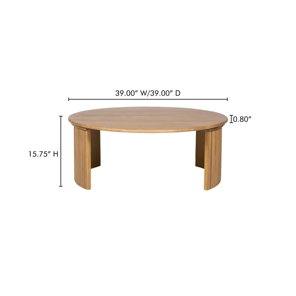 Penny Solid Oak Top Round Coffee Table - LOOMLAN - Moe's Home - Coffee Tables
