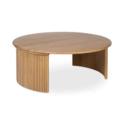 Penny Solid Oak Top Round Coffee Table - LOOMLAN - Moe's Home - Coffee Tables