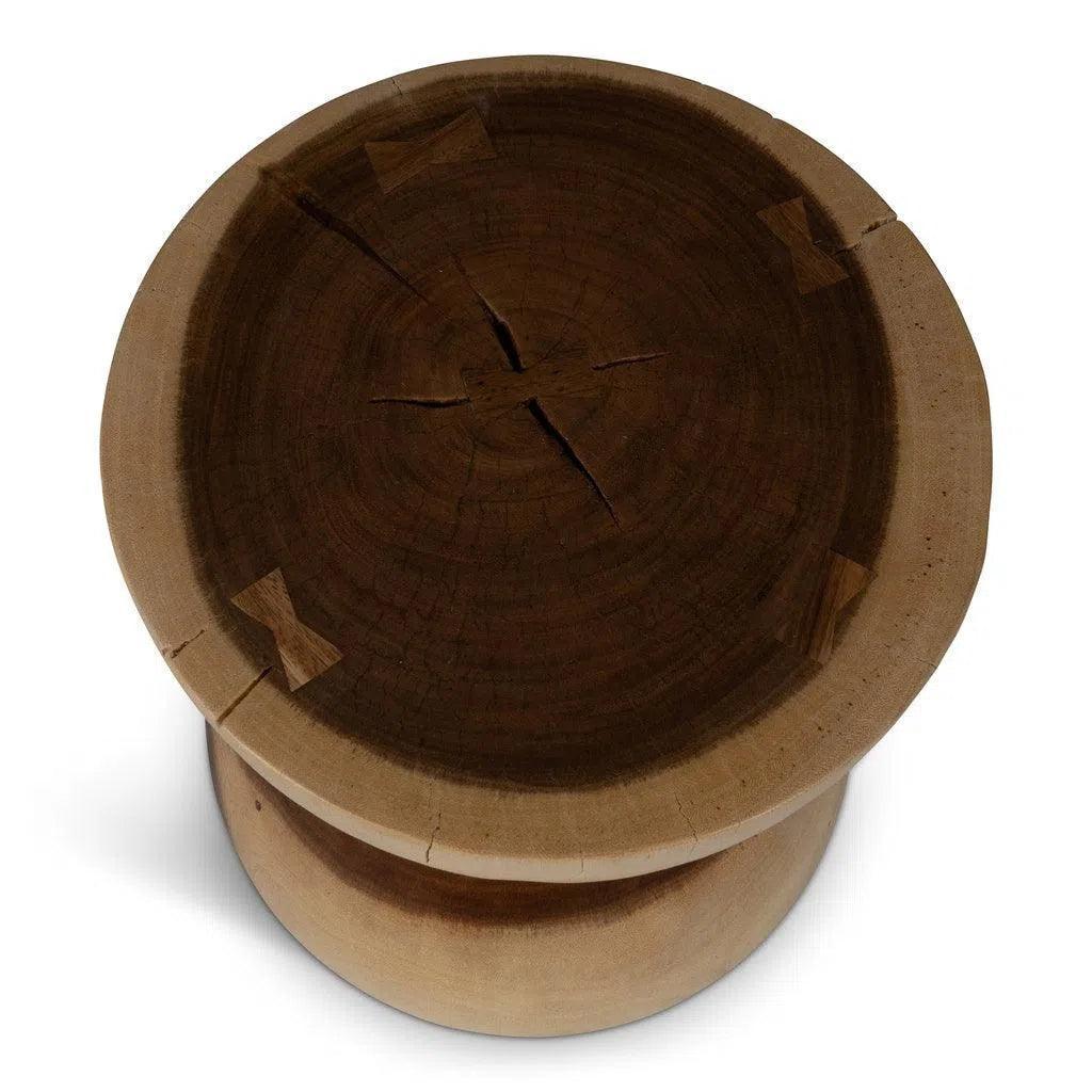 Pensri Natural Solid Chamcha Wooden Side Table - LOOMLAN - Urbia - Side Tables