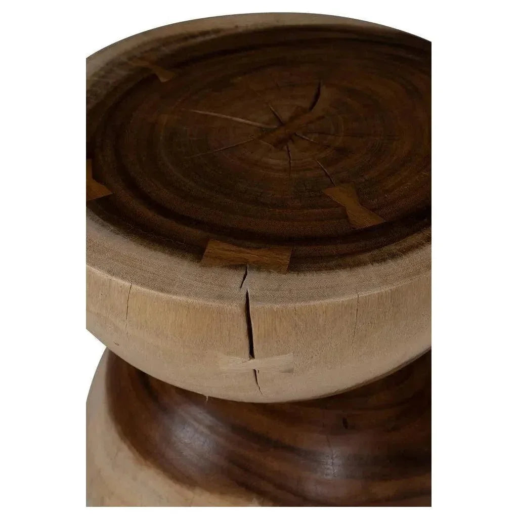 Pensri Natural Solid Chamcha Wooden Side Table - LOOMLAN - Urbia - Side Tables
