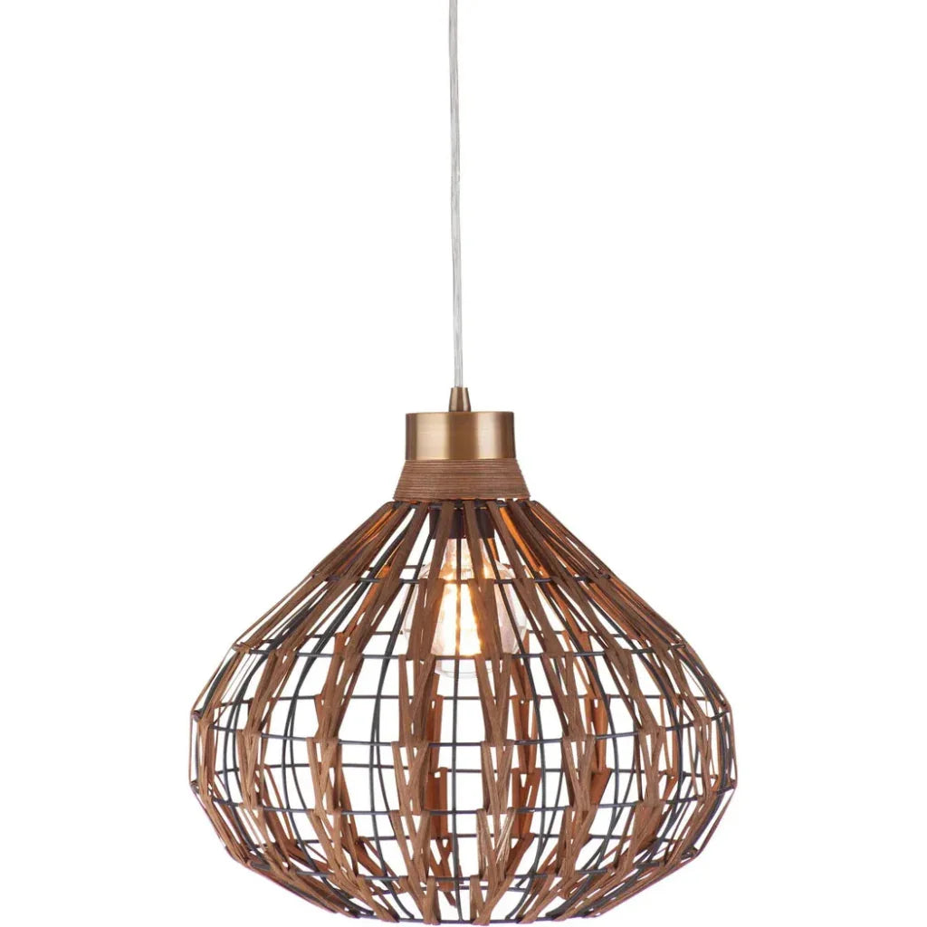 Pepper Moon Metal and Rattan Brown Pendant - LOOMLAN - Bassett Mirror - Pendants