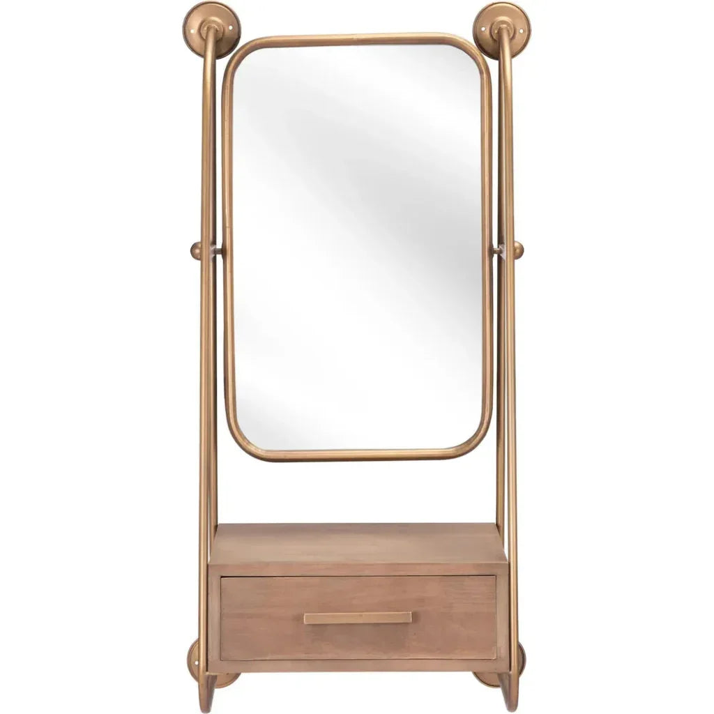 Peralta Mirror Shelf Gold - LOOMLAN - Zuo Modern - Wall Mirrors