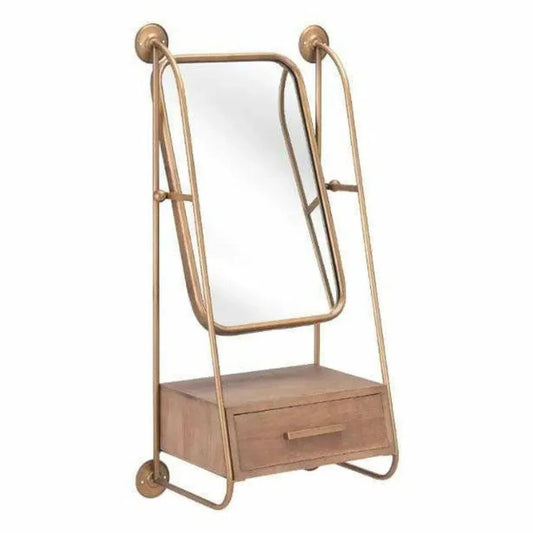 Peralta Mirror Shelf Gold - LOOMLAN - Zuo Modern - Wall Mirrors