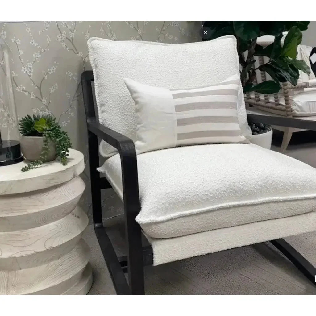 Performance White Boucle Brown Sling Hamlin Club Chair - LOOMLAN - Essentials For Living - Accent Chairs