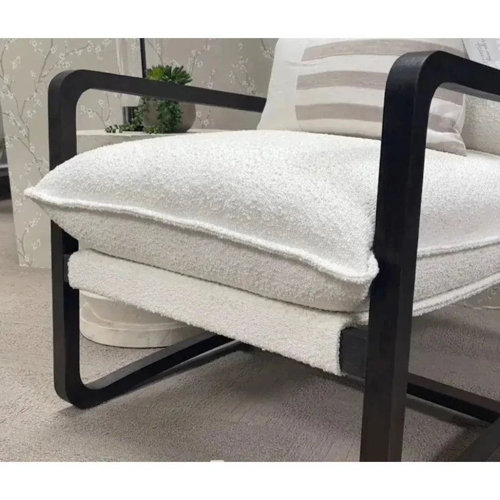 Performance White Boucle Brown Sling Hamlin Club Chair - LOOMLAN - Essentials For Living - Accent Chairs