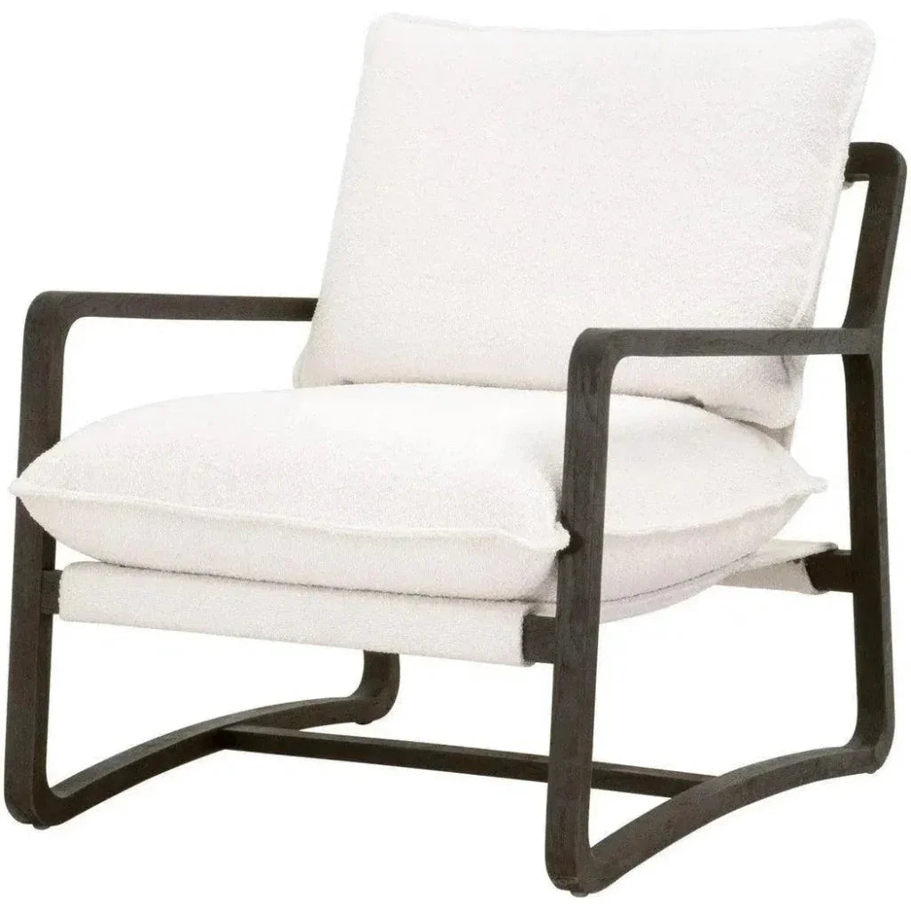 Performance White Boucle Brown Sling Hamlin Club Chair - LOOMLAN - Essentials For Living - Accent Chairs
