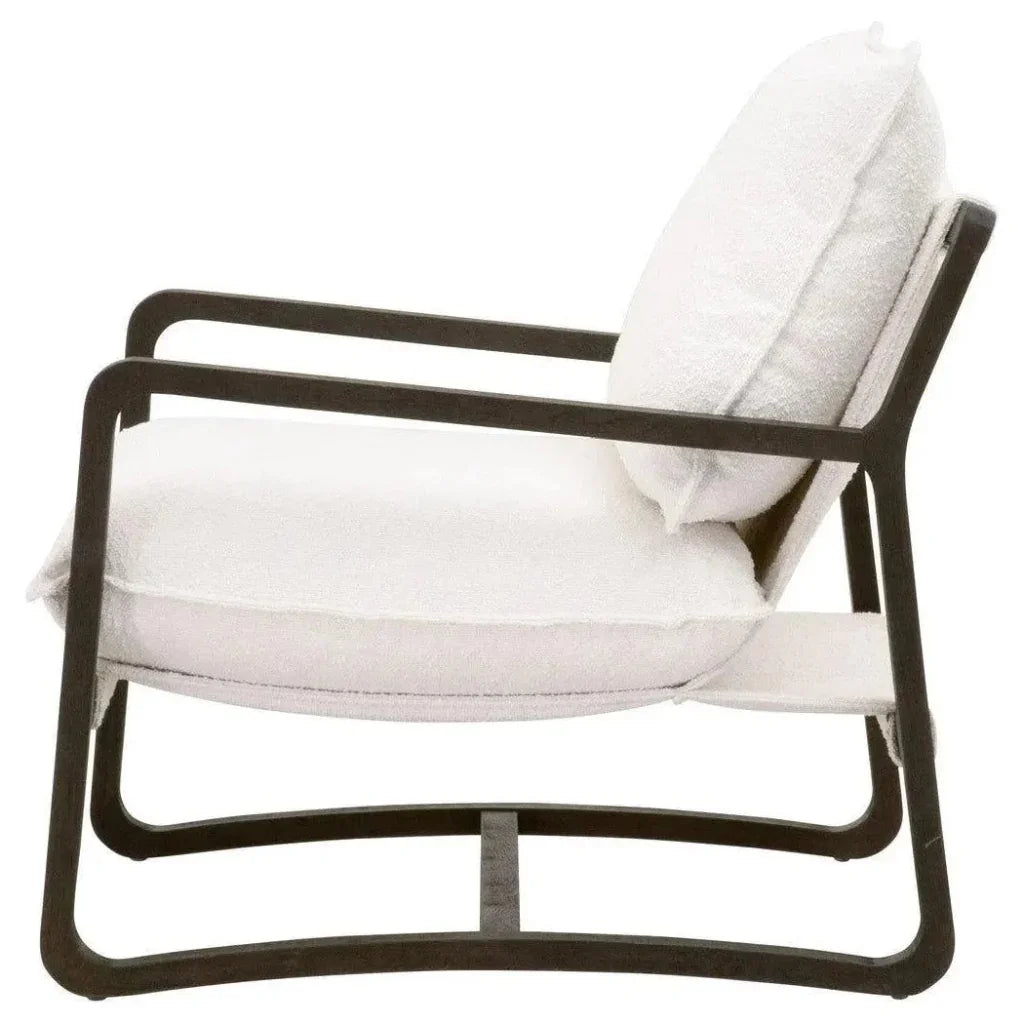 Performance White Boucle Brown Sling Hamlin Club Chair - LOOMLAN - Essentials For Living - Accent Chairs