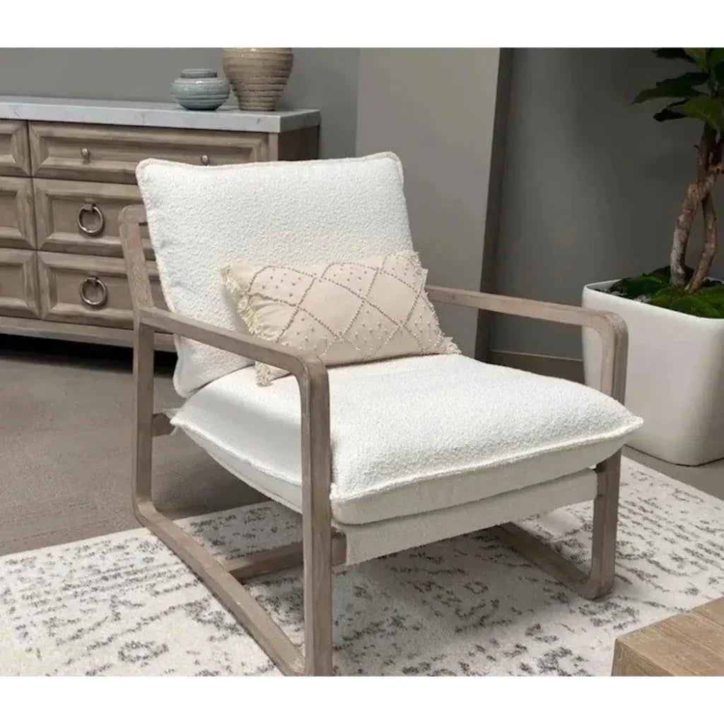 Performance White Boucle Sling Hamlin Club Chair - LOOMLAN - Essentials For Living - Accent Chairs