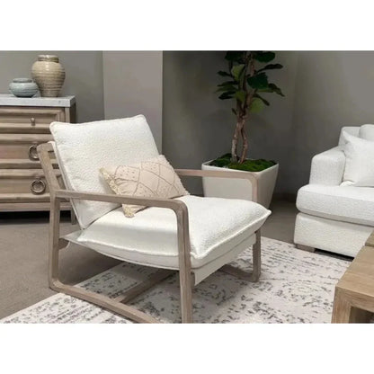 Performance White Boucle Sling Hamlin Club Chair - LOOMLAN - Essentials For Living - Accent Chairs
