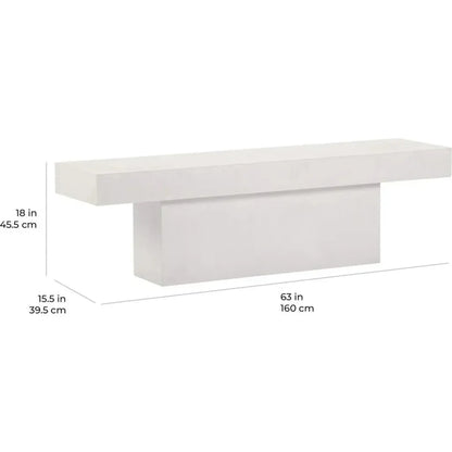 Perpetual T-Bench – White Outdoor Bench-Outdoor Benches-Seasonal Living-LOOMLAN