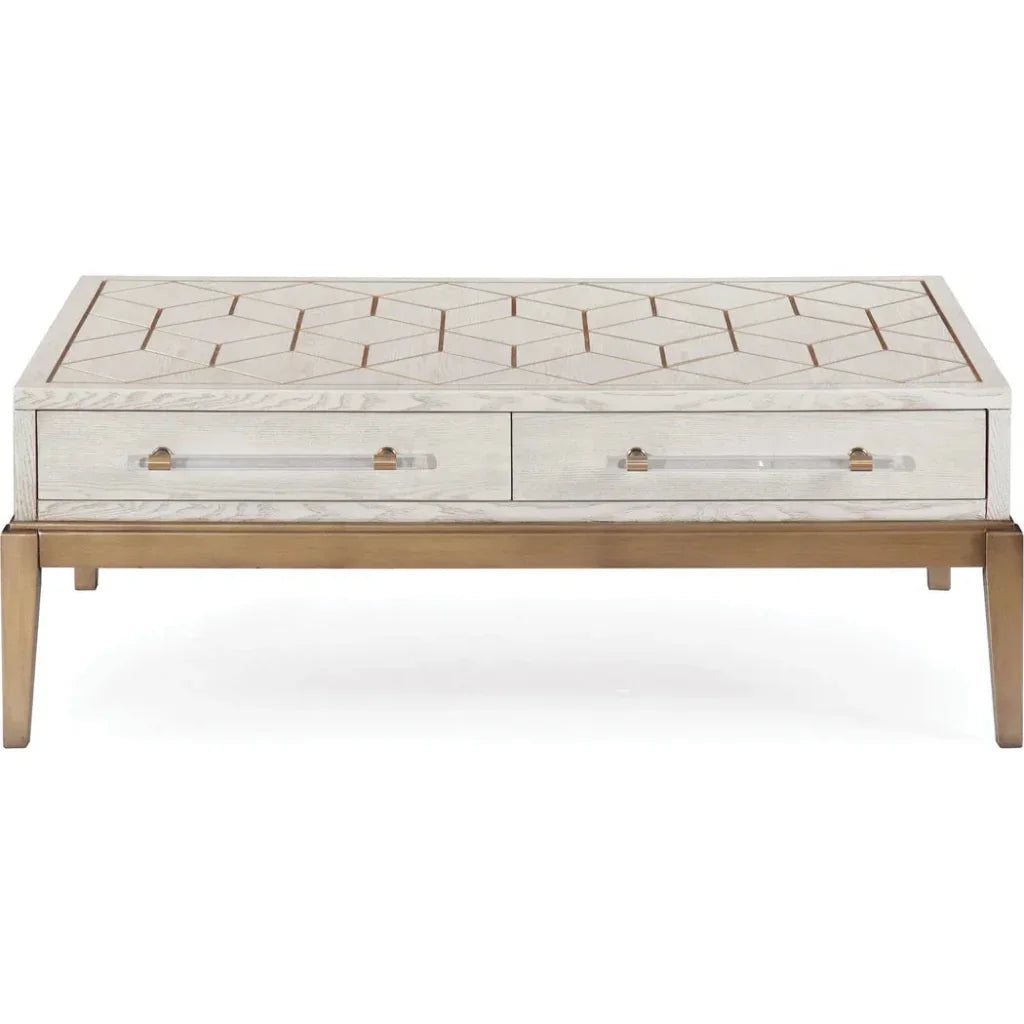 Perrine Wood White Rectangular Cocktail Table - LOOMLAN - Bassett Mirror - Coffee Tables