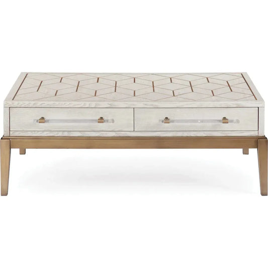 Perrine Wood White Rectangular Cocktail Table - LOOMLAN - Bassett Mirror - Coffee Tables