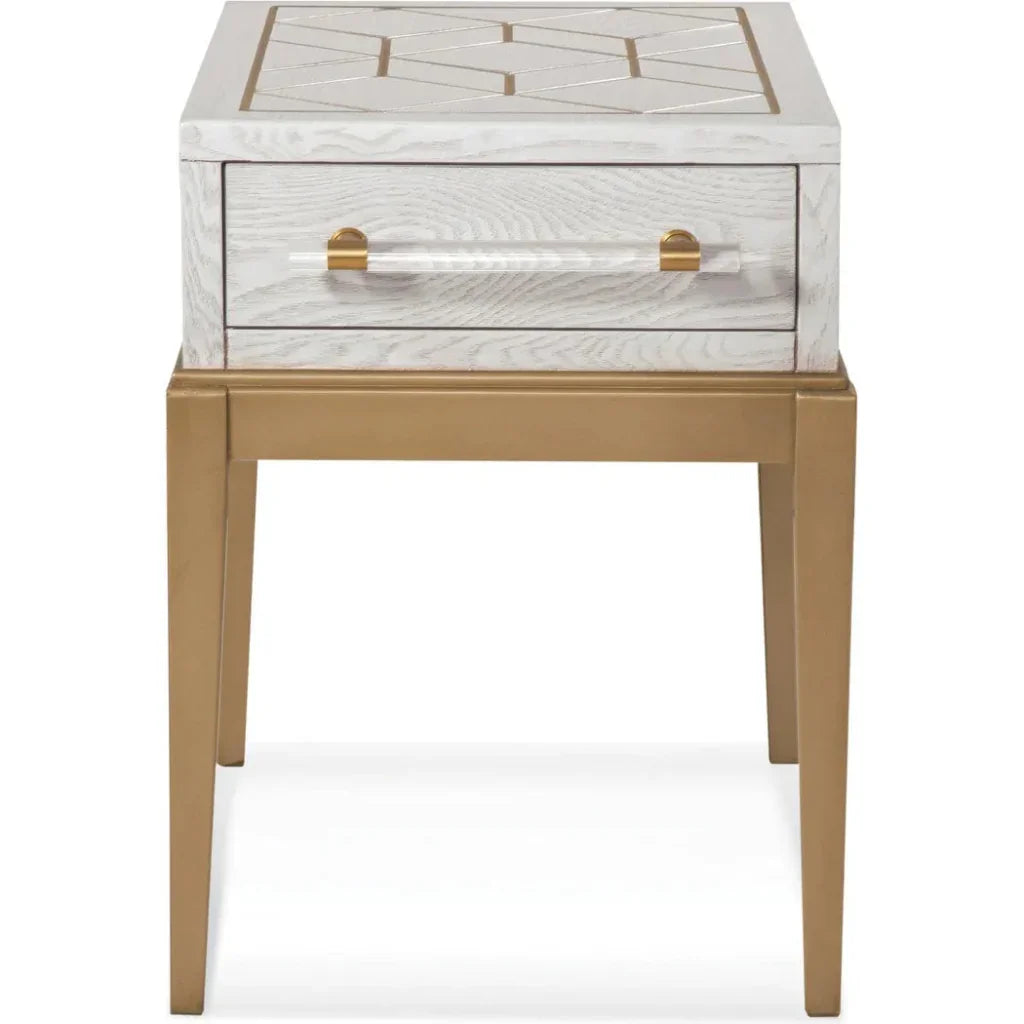 Perrine Wood White Square Accent Table - LOOMLAN - Bassett Mirror - Side Tables