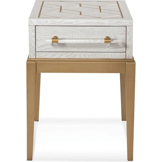 Perrine Wood White Square Accent Table - LOOMLAN - Bassett Mirror - Side Tables