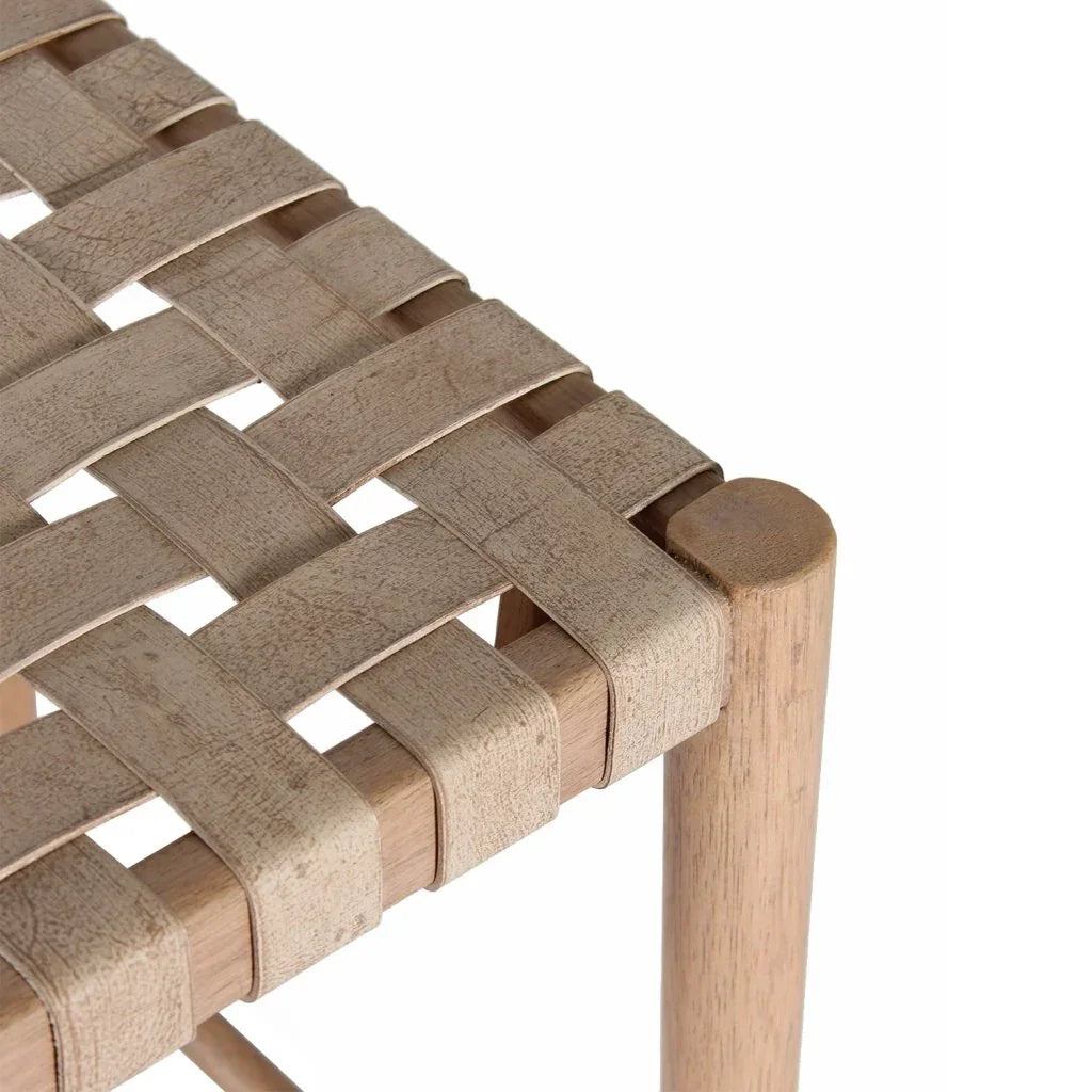 Perry Woven Leather Counter Stool - LOOMLAN - Peninsula Home - Poufs and Stools