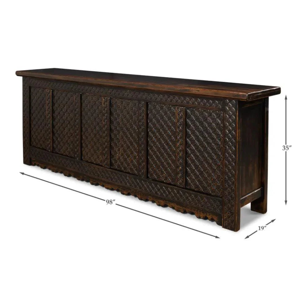 Persian Black Sideboard Extra Large Cabinet 98" - LOOMLAN - Sarreid - Sideboards