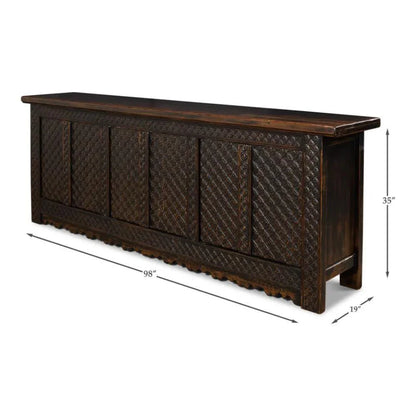 Persian Black Sideboard Extra Large Cabinet 98" - LOOMLAN - Sarreid - Sideboards
