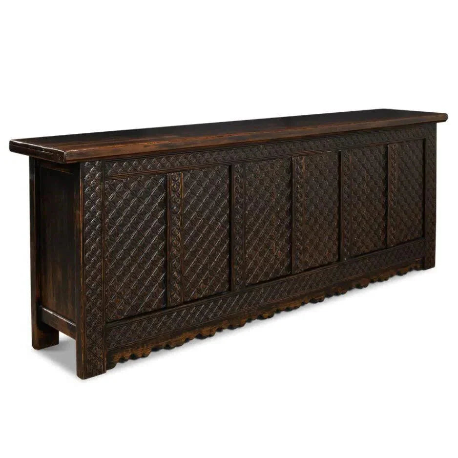 Persian Black Sideboard Extra Large Cabinet 98" - LOOMLAN - Sarreid - Sideboards