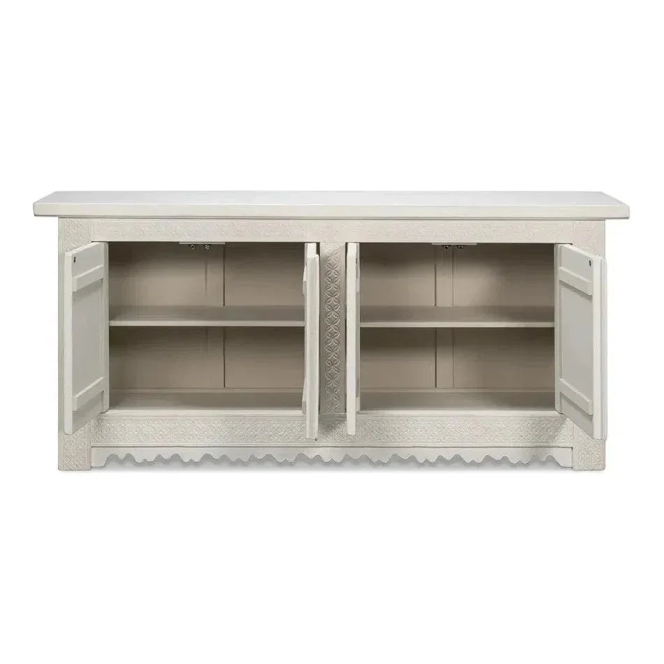 Persian Sideboard Antique White Cabinet For Living Room - LOOMLAN - Sarreid - Sideboards