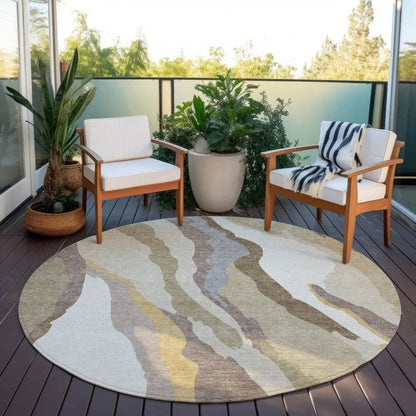 Petala Beige Washable Indoor-Outdoor Rug-Outdoor Rugs-LOOMLAN Rugs-LOOMLAN