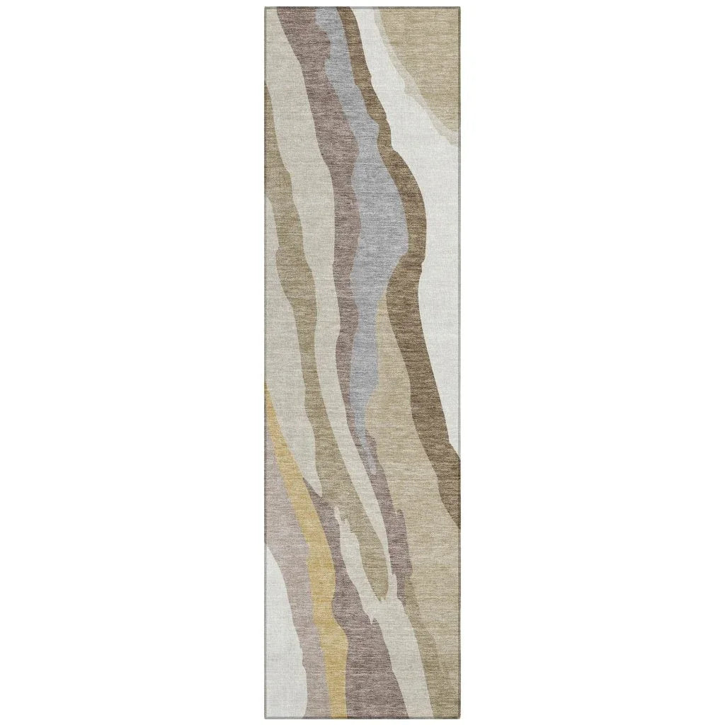 Petala Beige Washable Indoor-Outdoor Rug-Outdoor Rugs-LOOMLAN Rugs-2'3" x 7'6"-LOOMLAN