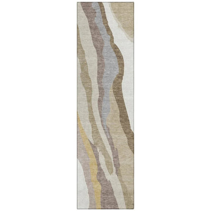 Petala Beige Washable Indoor-Outdoor Rug-Outdoor Rugs-LOOMLAN Rugs-2'3" x 7'6"-LOOMLAN