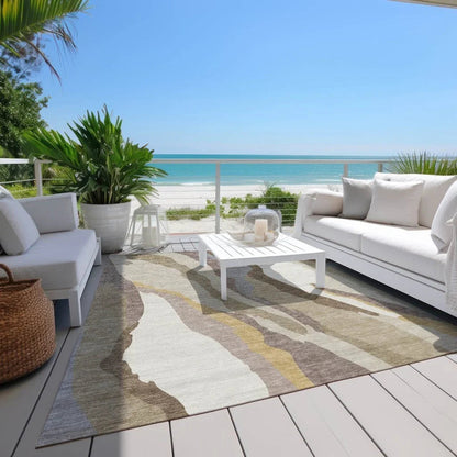 Petala Beige Washable Indoor-Outdoor Rug-Outdoor Rugs-LOOMLAN Rugs-LOOMLAN