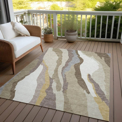 Petala Beige Washable Indoor-Outdoor Rug-Outdoor Rugs-LOOMLAN Rugs-LOOMLAN