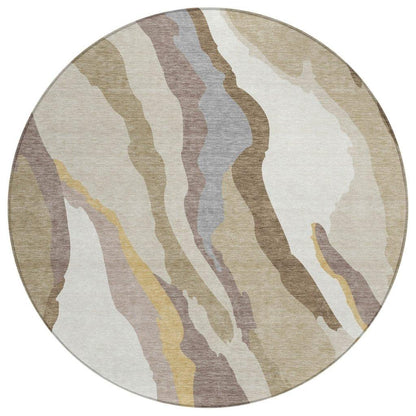 Petala Beige Washable Indoor-Outdoor Rug-Outdoor Rugs-LOOMLAN Rugs-8' x 8'-LOOMLAN