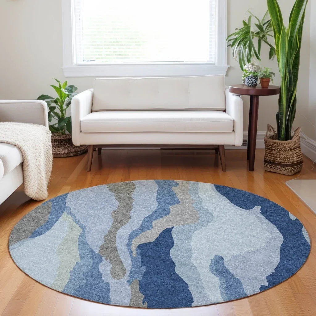 Petala Blue Washable Indoor-Outdoor Rug-Outdoor Rugs-LOOMLAN Rugs-LOOMLAN