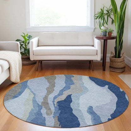 Petala Blue Washable Indoor-Outdoor Rug-Outdoor Rugs-LOOMLAN Rugs-LOOMLAN